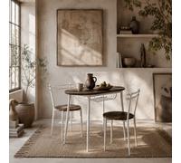 Wyld Haus Naseva 3-Piece Oval Dining Set - Natural Oak Effect Table With 2 Polypropylene Chairs And Wire Shelf, L90 X D50 X H76Cm