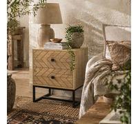 Wyld Haus Nema Diso Natural Wood 2 Drawer Nightstand Zig Zag Chevron Design Wyld Haus Natural