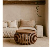 Wyld Haus New Mexico Small Round Mango Wood Coffee Table - Natural Matte Finish