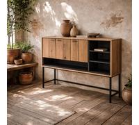 Wyld Haus Nightbloom Grey And Oak-Effect Bar Cabinet 1 Door 3 Shelves