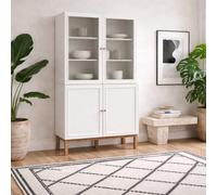 Wyld Haus Niva 4-Door Display Cabinet In Light Grey And Natural Oak Effect