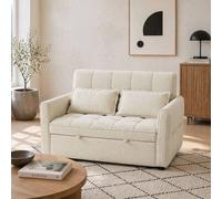 Wyld Haus Noel Cream 3 in 1 Two Seater Sofa Bed Adjustable Back & Cushions Wyld Haus Cream