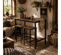 Wyld Haus Nofi Rustic Brown 3-Piece Bar Dining Set With 2 Stools, L120 X D60 X H95Cm