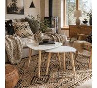 Wyld Haus Nolura Wood White Set Of 2 Nesting Side Tables With Solid Wood Legs