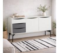 Wyld Haus Nordborg Grey And White Wooden Sideboard 2 Doors 3 Drawers