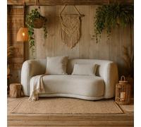 Wyld Haus Norwalk Two-Seater White Textured Upholstered Sofa, Curved Modern Design