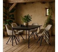 Wyld Haus Norwich 200Cm Dining Table With 4 Sand Fabric Swivel Chairs