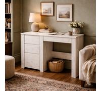 Wyld Haus Norwich Soft Grey Wood Veneer 3 Drawer Desk 1187 X 600 X 765 mm
