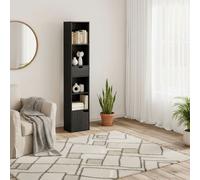 Wyld Haus Nota Tall Narrow 6-Tier Bookcase Black With Drawer And Door 30W X 24D X 158H Cm