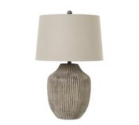 Wyld Haus Ochre Carved Textured Table Lamp With Linen Shade