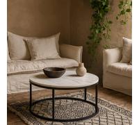 Wyld Haus Odense Round Coffee Table White Marble Effect Top Wyld Haus White