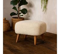 Wyld Haus Olbia Bou ream Square Footstool Mango Wood Legs Wyld Haus Cream