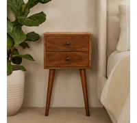 Wyld Haus Olbia Mini 2-Drawer Bedside Table Chestnut Mango Wood Small