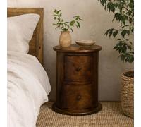 Wyld Haus Olbia Mini Chestnut Mango Wood 2-Drawer Round Drum Chest