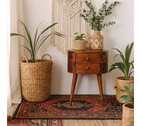 Wyld Haus Olbia Mini Chestnut Mango Wood Rounded Bedside Table With 2 Drawers