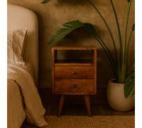 Wyld Haus Olbia Mini Classic Chestnut Mango Wood Bedside Table 2 Drawers