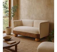 Wyld Haus Olbia Small Sofa - Cream Bouclé Upholstery With Buffalo Hide Leather Seat