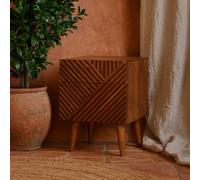 Wyld Haus Orvieto Mango Wood 2-Drawer Bedside Table With Hand-Carved Line Design