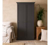 Wyld Haus Osaka Farmhouse Dark Grey 2-Door Matt Wooden Wardrobe