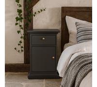 Wyld Haus Osaka Farmhouse Dark Grey Wooden Bedside Table - 1 Door 1 Drawer