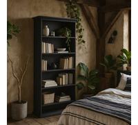 Wyld Haus Osaka Farmhouse Dark Grey Wooden Tall Bookcase