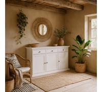 Wyld Haus Osaka Farmhouse White Wooden Sideboard 3 Doors 3 Drawers
