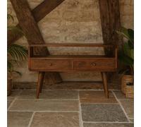 Wyld Haus Ostuni Low Curved Chestnut Mango Wood Tv Media Unit 2 Drawers And Open Shelf, 900 X 350 X 470 mm (W X D X H)