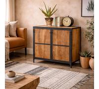 Wyld Haus Oulu Small Industrial Reclaimed Wood And Metal Sideboard 2 Doors