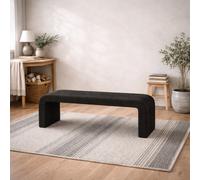 Wyld Haus Palermo Minimalist Curved Black Boucle Upholstered Bench