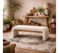 Wyld Haus Palermo Minimalist Curved Ivory Upholstered Hallway Bench