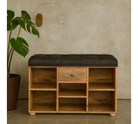 Wyld Haus Palermo Shoe Bench With Black Tweed Seat, Drawer And 6 Shelves