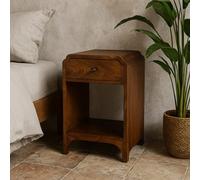 Wyld Haus Paris Mango Wood Bedside Table With Drawer And Open Shelf, Chestnut Finish
