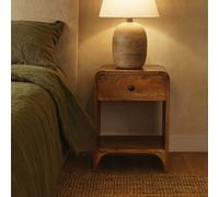 Wyld Haus Paris Natural Mango Wood Nightstand With Drawer And Open Shelf