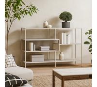 Wyld Haus Paris Wide Grey Metal Bookcase 4 Shelves