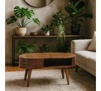 Wyld Haus Parma Chestnut Mango Wood Wave Coffee Table With Drawer And Open Shelf