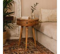 Wyld Haus Parma Mini Oak Mango Wood Circular Shape Bedside Table