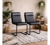 Wyld Haus Penang Set Of 2 Dark Grey Faux Leather Dining Chairs
