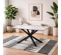 Wyld Haus Perth 135Cm 4-Seater White Ceramic Dining Table With Black Metal Cross Base