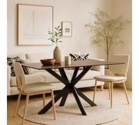 Wyld Haus Perth 160Cm 6-Seater Brown Ceramic Dining Table With Black Metal Legs