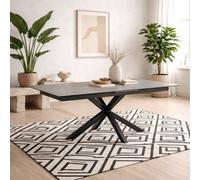Wyld Haus Perth 168-210Cm Grey Ceramic Extendable Dining Table Black Metal Legs