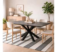 Wyld Haus Perth 168Cm Black Ceramic Extendable Dining Table With Industrial Metal Legs