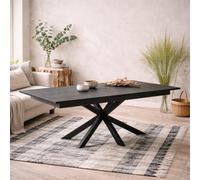 Wyld Haus Perth 200 240Cm Black Ceramic Extendable Dining Table With Industrial Metal Legs