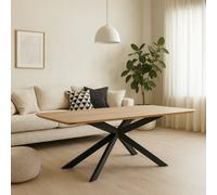 Wyld Haus Perth 200Cm Natural Oak Dining Table With Black Steel Legs