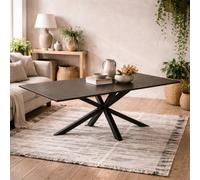 Wyld Haus Perth 200Cm Rusty Brown Ceramic Rectangular Dining Table With Black Metal Cross Legs