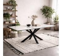 Wyld Haus Perth 200Cm White Ceramic Dining Table With Industrial Black Metal Legs