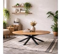 Wyld Haus Perth 220Cm Oval Dining Table Natural Oak Veneer With Black Metal Legs
