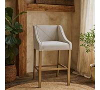 Wyld Haus Perugia Modern Upholstered Bar Stool with Rustic Wooden Legs in Grey Wyld Haus Grey