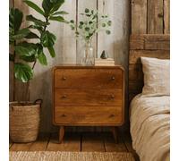 Wyld Haus Peschiera Mini Curved Chestnut Mango Wood Chest Of 3 Drawers