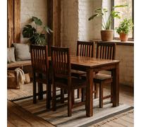 Wyld Haus Phuket Dark Mango 5-Piece Dining Set With Four Wooden Chairs