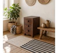 Wyld Haus Phuket Dark Mango Wood 3-Drawer Bedside Table